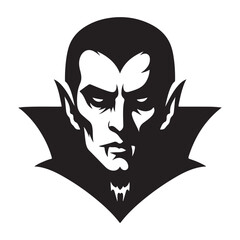 Vampire Silhouette Vector Illustration Classic Dracula with Fangs