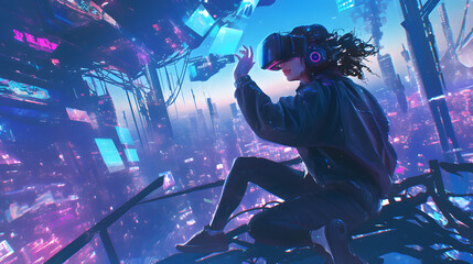 Fototapeta premium The Urban Nomad Cyberpunk Character illustration