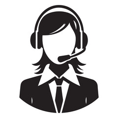 Customer service representative silhouette with headset vector illustration