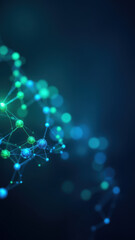 Illustration of a Nicotinamide Adenine Dinucleotide molecule with glowing blue and green atoms.