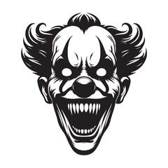 Creepy Scary Clown Vector Illustration with Sharp Teeth for Halloween