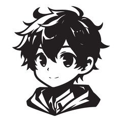 Cute Boy Silhouette Anime Manga Style Character Vector Graphic