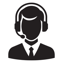 Male Customer Service Representative Vector Graphic Silhouette Illustration