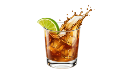 Isolated Cuba Libre Cocktail Splash
