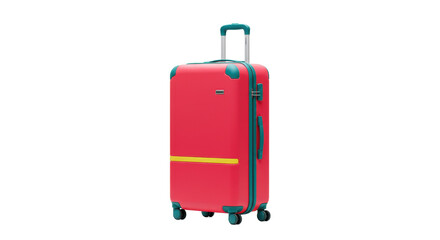Isolated Red Suitcase with Yellow Stripe