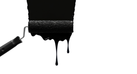 Isolated Paint Roller with Black Paint