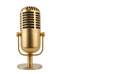 Golden Retro Microphone png