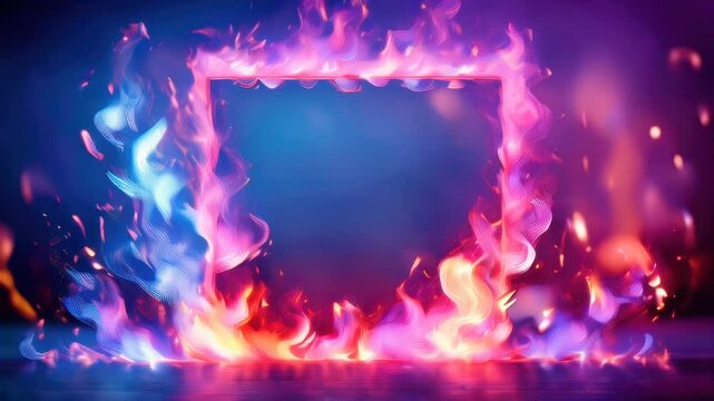 A close up of a fire frame with a blue background