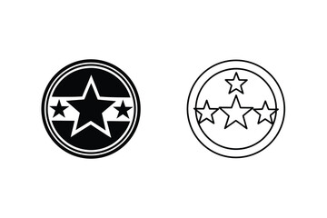 Star Rating Badges Circular Design, One, Three, Black, White, Icons