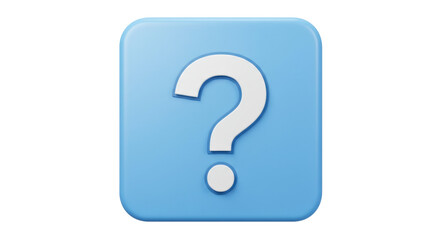 Isolated Question Mark in Blue Square