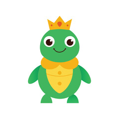 Cute King Turtle Mascot Character Adorable Vector Art Design