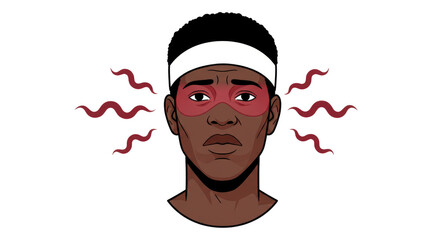 Isolated Angry Man with Red Eyes