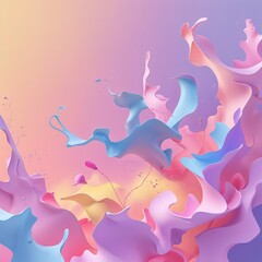 Obraz premium The design is bold and unpredictable, with intricate wild textures that evoke a sense of energy and dynamism. The color palette is bright and playful, with a mix of pastel pinks, blues, and yellows.
