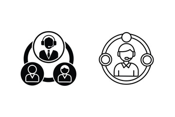 Customer Support Team Icons Network, Help, Service, Assistance, Agents