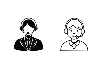 Customer Support Agents Icons, Help, Service, Assistance, Headset, Support, Communication, Call Cent