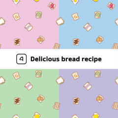Cute Pattern set Delicious Bread recipe