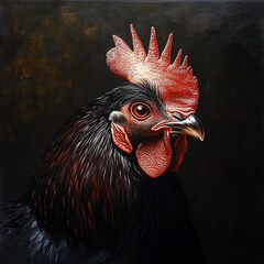 chiaroscuro rooster portrait generative ai