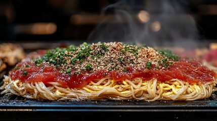 Fototapeta premium Japanese dish on hot plate, steaming