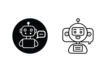 AI Chatbot Icons Robot, Communication, Technology, Support, Assistance