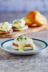 eggs benedict with Canadian bacon and fresh hollandaise sauce