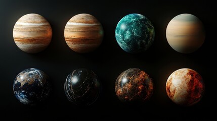 eight planets orbiting the beautiful solar system