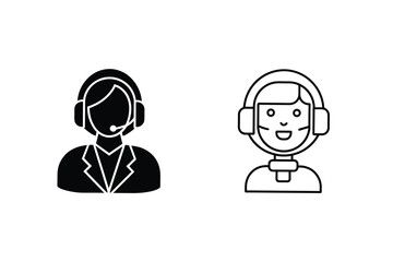 Customer Service Icons Support Agent, Astronaut, Headset, Help