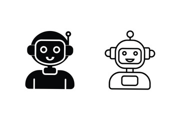 Friendly Robot Icons AI, Chatbot, Digital Assistant, Automation