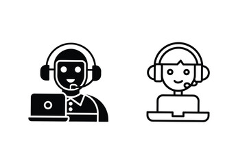 Customer Support Agents Icons, Help Desk, Tech Support, Online Assistance