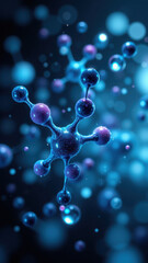 An artistic digital illustration of a Nicotinamide Adenine Dinucleotide molecule with a swirling pattern of blue and purple hues.