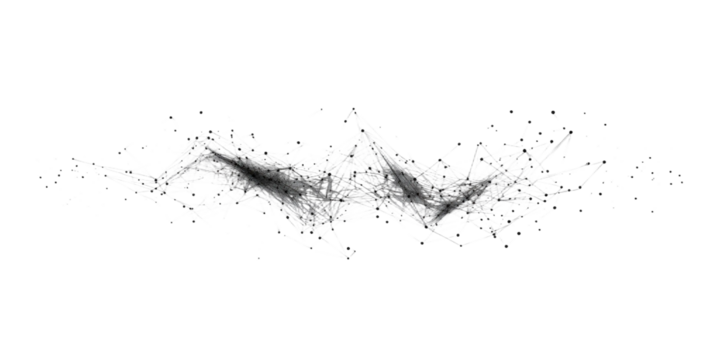 Abstract black and white digital art depicting chaotic wisps of lines and shapes conveying a sense of movement, energy, and artistic expression
