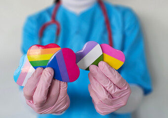 LGBT pride month concept or LGBTQ with rainbow colorful heart shape for Lesbian, Gay, Bisexual, Transgender