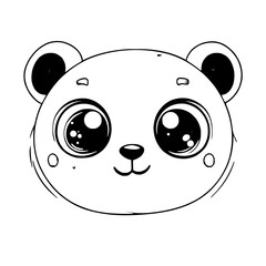 Fototapeta premium Cute Kawaii Panda Face Illustration