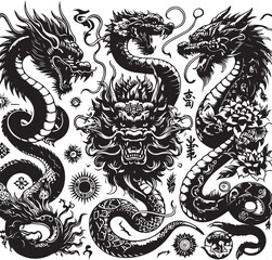 Vintage Tattoo Style Vector Bundle | Traditional Flash Art SVG Pack