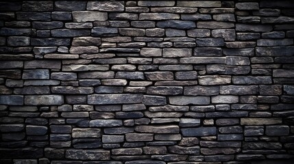 Fototapeta premium Dark Gray Stone Wall Texture Background Rustic Masonry Design