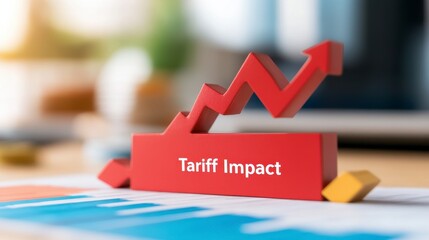 Tariff Impact: A bold visual representation of tariff impact, with a striking red arrow pointing upwards, symbolizing growth or increase in a business-related context.