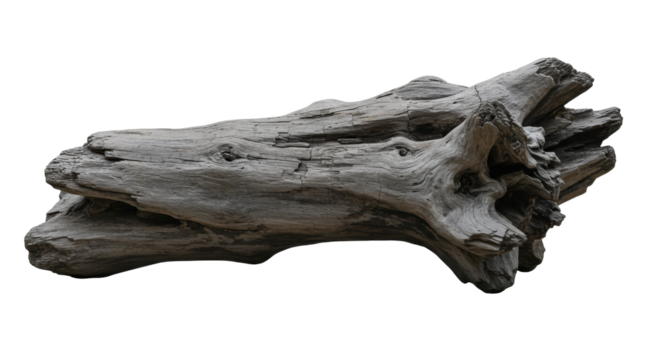 Isolated Old Driftwood Log