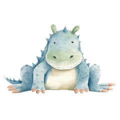 crocodile standing  cute watercolors illustration on white background