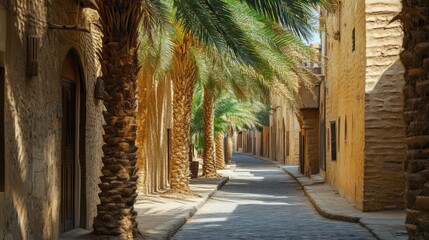 Village Alleyway Palm Trees Architecture