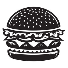 Classic Burger with all Toppings Vector Illustration Detailed