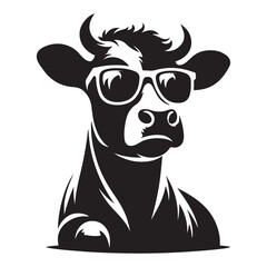 Illustration of Cool Cow With Sunglasses Cartoon for Promotion