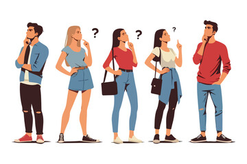Fototapeta premium Diverse People Thinking Questioning Vector Illustration Marketing Design