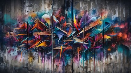Vibrant Urban Graffiti Background – Colorful Street Art with Abstract Shapes and Textures