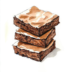 watercolor copic marker concept sketch of Brownies
