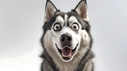 Fototapeta premium Playful Siberian Husky Dog, Wide-Eyed and Happy