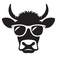 Cool cow vector illustration with sunglasses for logo design farm