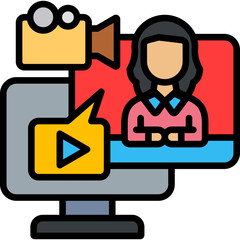 Video Ads lineal color icon