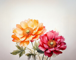 맑고 투명한 수채화 스타일 꽃 그림