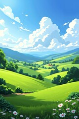 landscape with mountains and blue sky