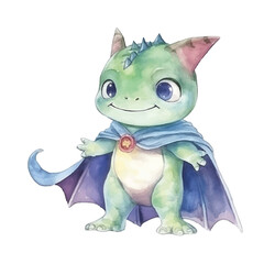 dinosaur super herodinosaur super hero cute watercolors illustration on white background