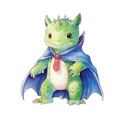 dinosaur super herodinosaur super hero cute watercolors illustration on white background